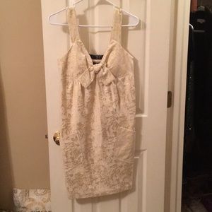 BCBG cream and gold cocktail dress